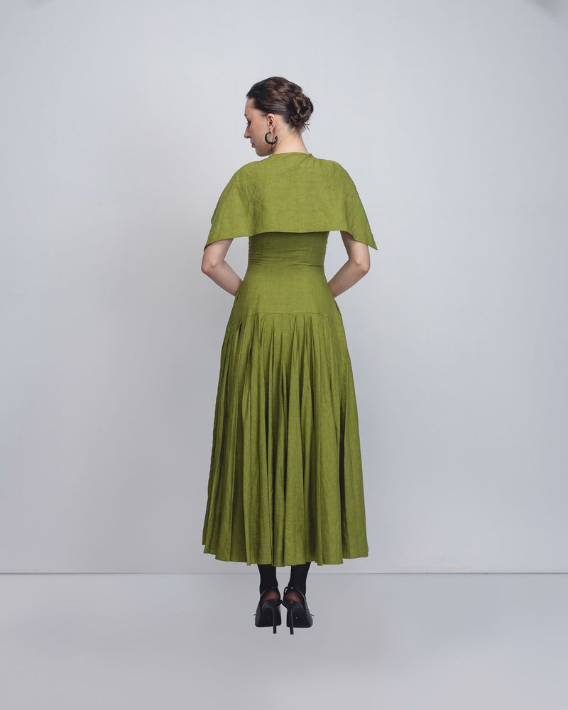 Jill Dress - Parrot Green by Leh Studios in green color for women Worldwide