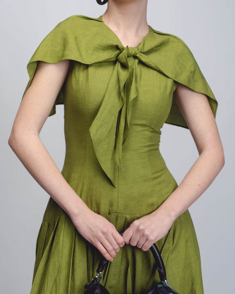 Jill Dress - Parrot Green by Leh Studios in green color for women Worldwide