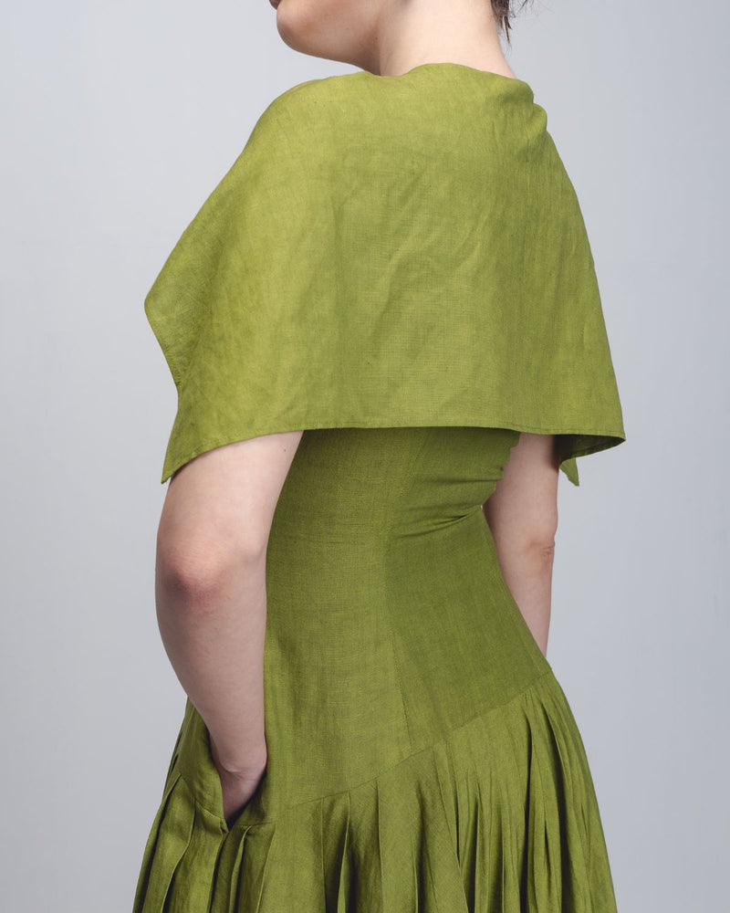 Jill Dress - Parrot Green by Leh Studios in green color for women Worldwide