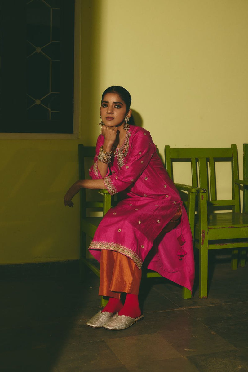 JIYA & ESHNA KURTA & PANT silk by Rashika Mittal in multi color for women Worldwide