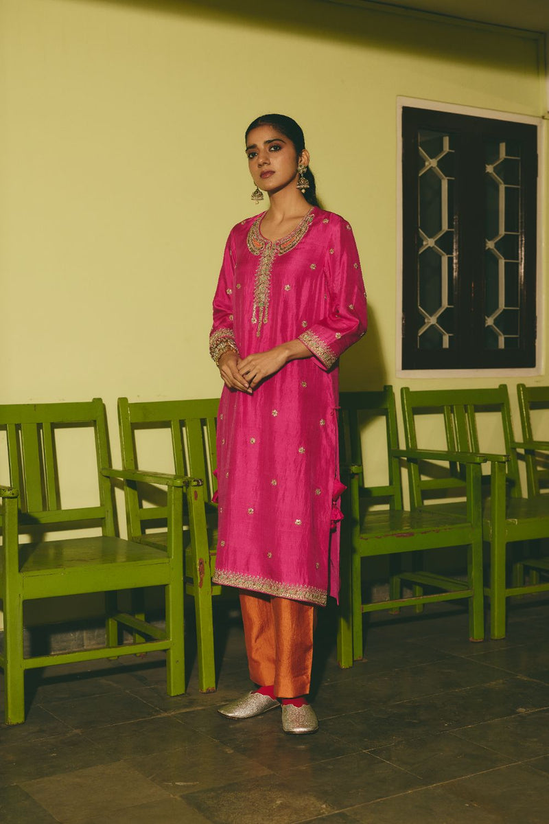 JIYA & ESHNA KURTA & PANT silk by Rashika Mittal in multi color for women Worldwide