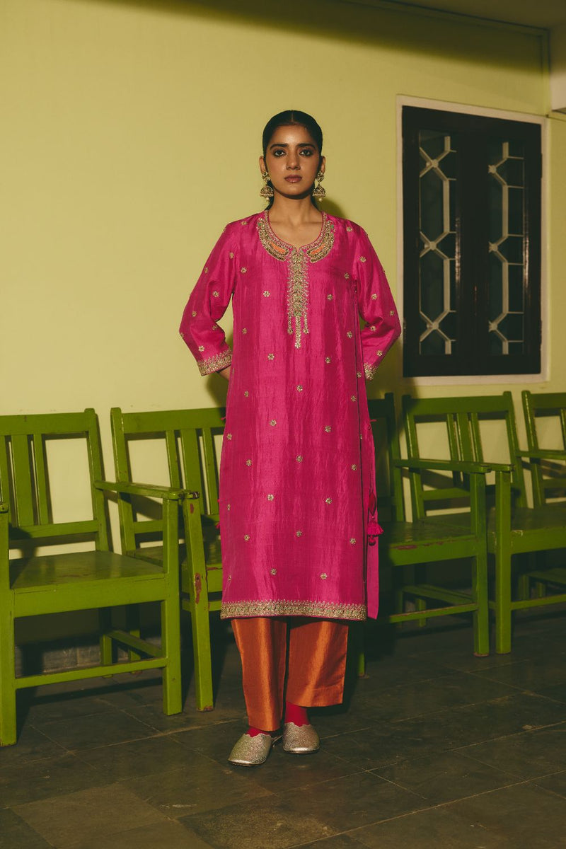 JIYA & ESHNA KURTA & PANT silk by Rashika Mittal in multi color for women Worldwide