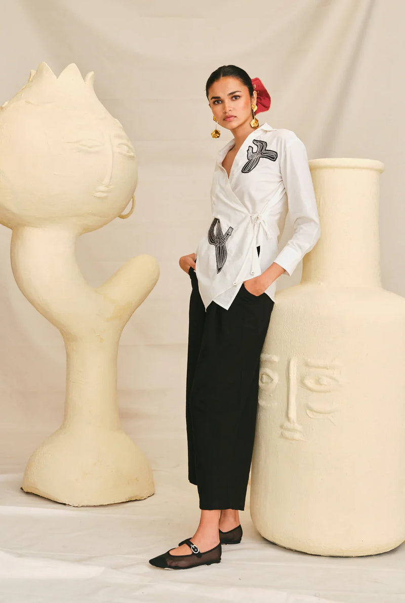 Hasan Wrap Shirt poplin by JodiLife in white for women Worldwide