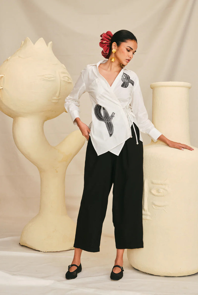 Hasan Wrap Shirt poplin by JodiLife in white for women Worldwide