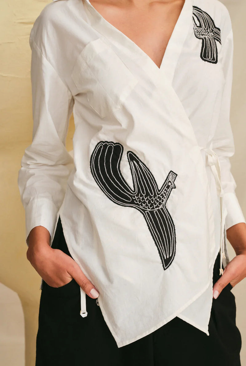 Hasan Wrap Shirt poplin by JodiLife in white for women Worldwide