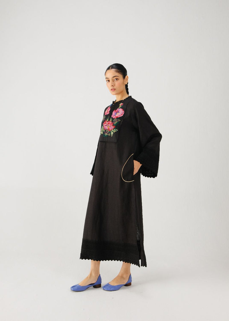 Jolene dress-Black Rose Embroidery by CORD for women Worldwide