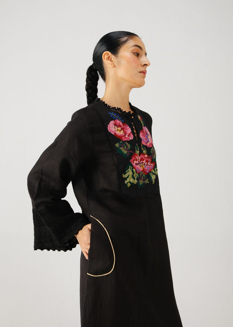 Jolene dress-Black Rose Embroidery by CORD for women Worldwide