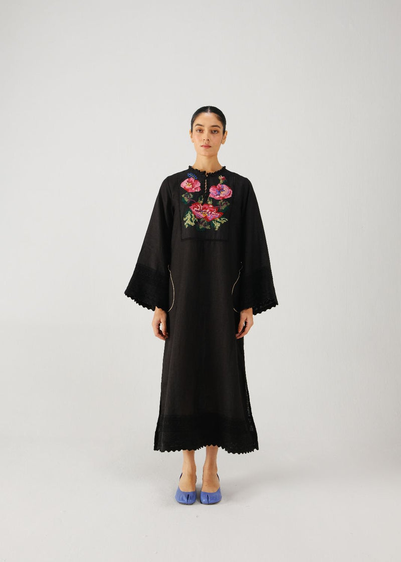 Jolene dress-Black Rose Embroidery by CORD for women Worldwide