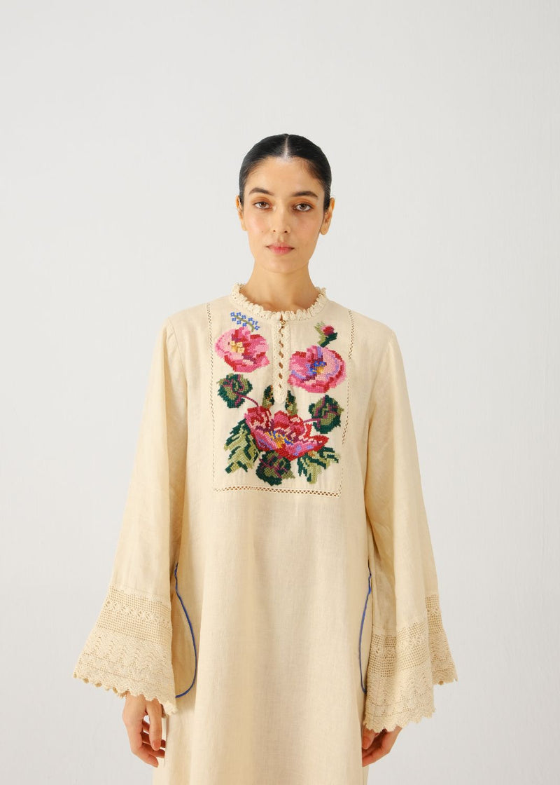 Jolene dress-Ivory Rose Embroidery by CORD for women Worldwide