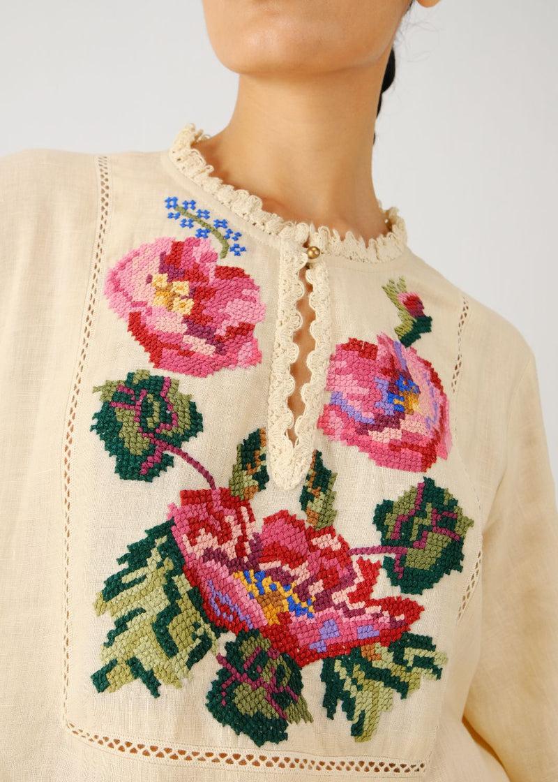 Jolene dress-Ivory Rose Embroidery by CORD for women Worldwide