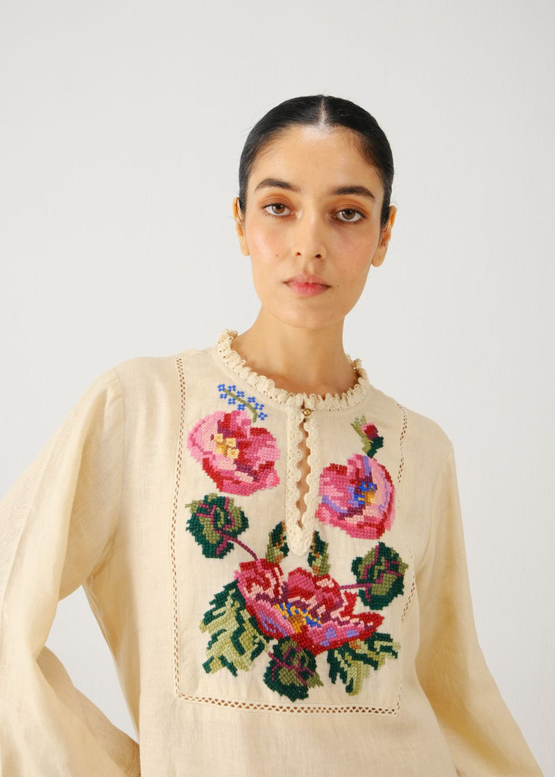 Jolene dress-Ivory Rose Embroidery by CORD for women Worldwide