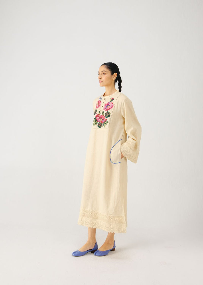 Jolene dress-Ivory Rose Embroidery by CORD for women Worldwide