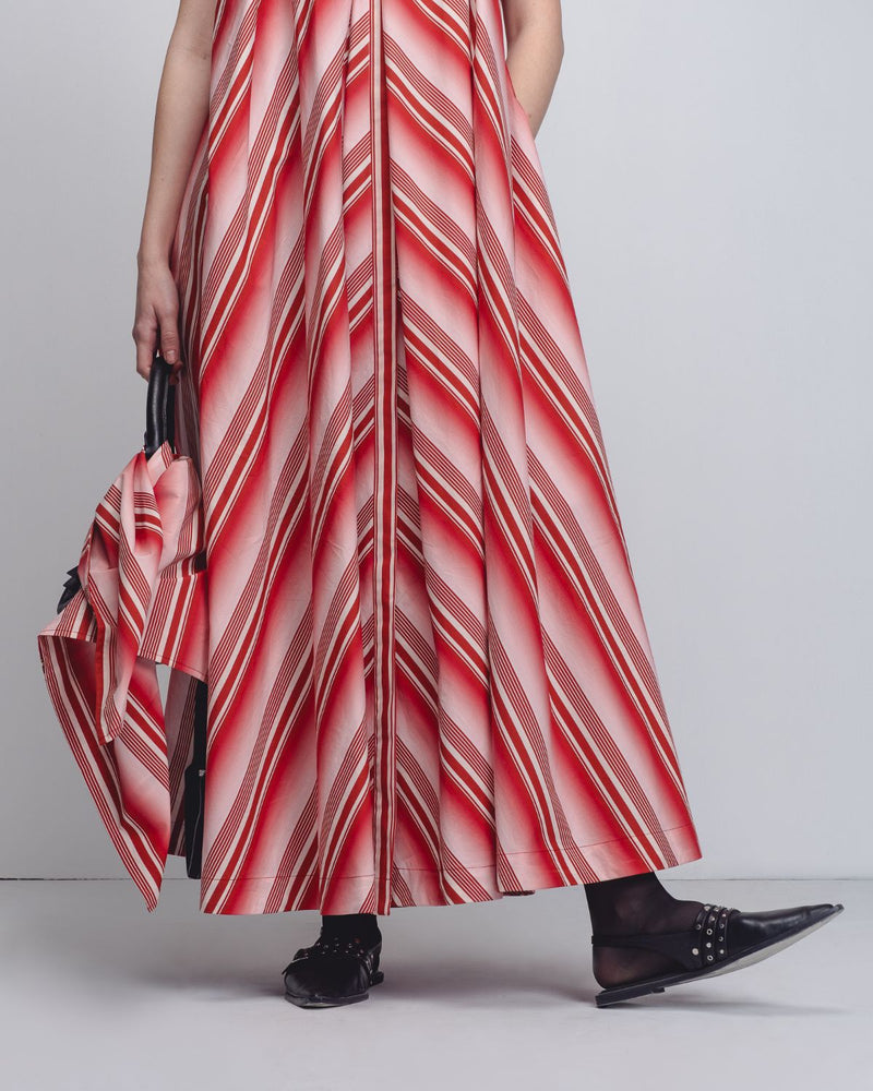 Julia Tent Dress - Red + White Stripes cotton by Leh Studios in white color for women Worldwide