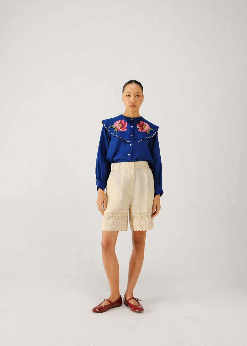 Julia top-Blue rose emb. by CORD for women Worldwide