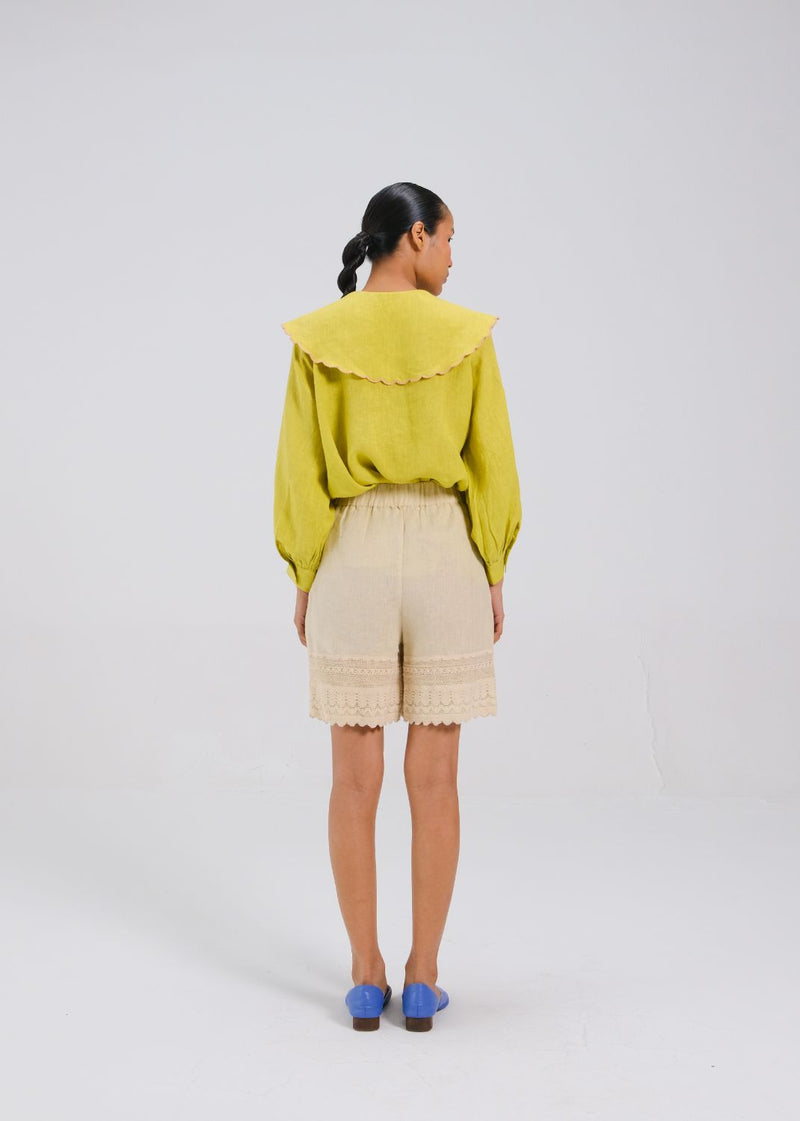 JULIA TOP - LIME ROSE EMB all linen by CORD for women Worldwide