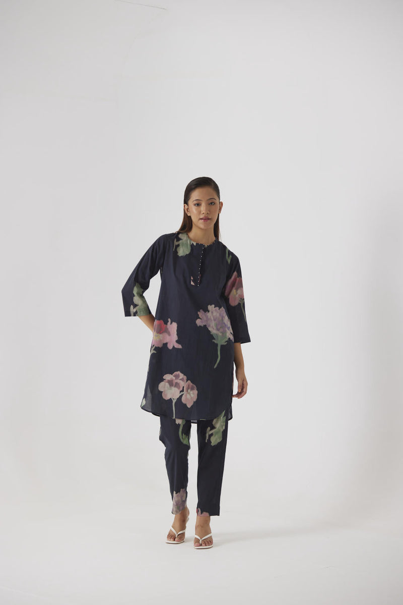 JULIET BLACK KURTA SET cotton by Yam in black color for women Worldwide