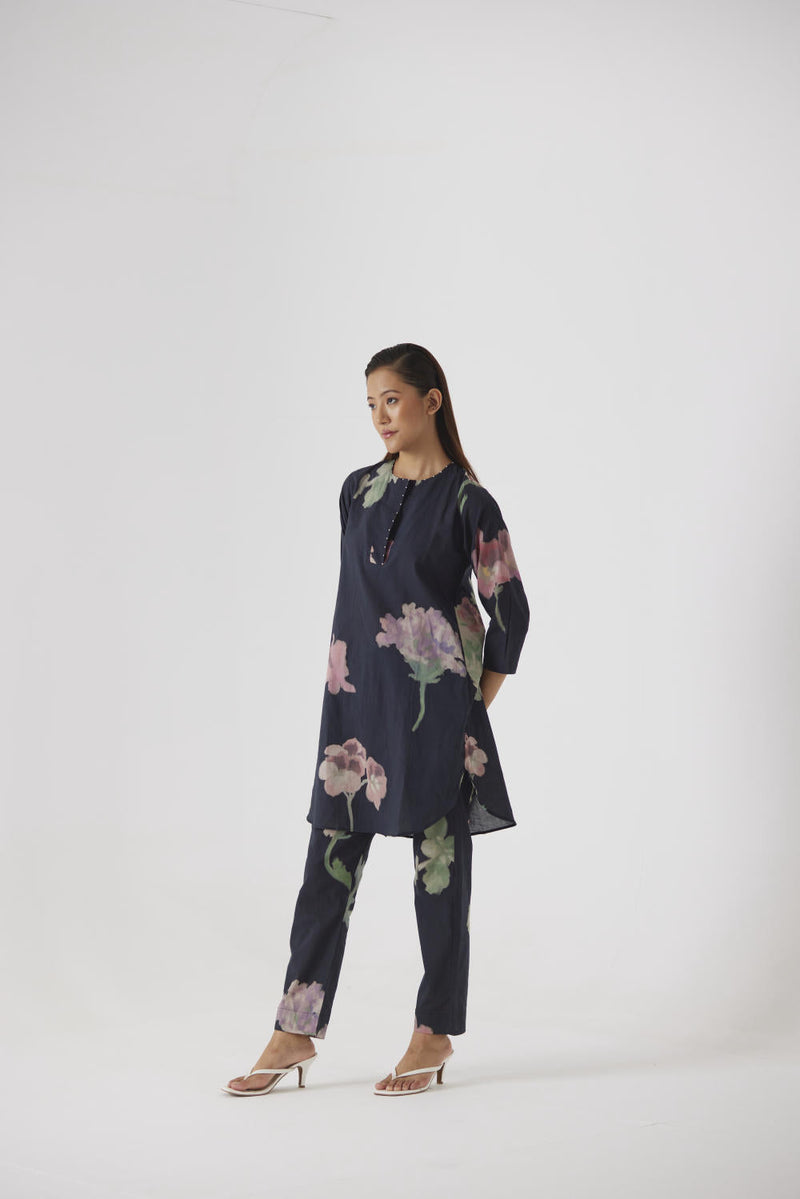 JULIET BLACK KURTA SET cotton by Yam in black color for women Worldwide