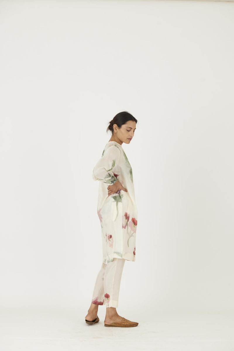 JULIET WHITE SILK KURTA SET Kurta Sets by Yam in white color for women Worldwide