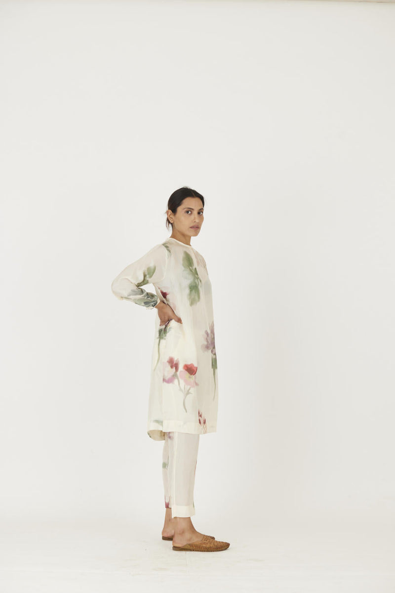 JULIET WHITE SILK KURTA SET Kurta Sets by Yam in white color for women Worldwide
