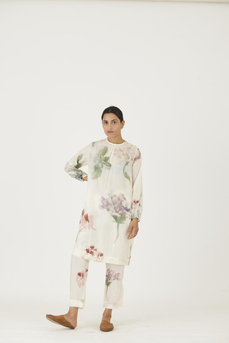 JULIET WHITE SILK KURTA SET Kurta Sets by Yam in white color for women Worldwide