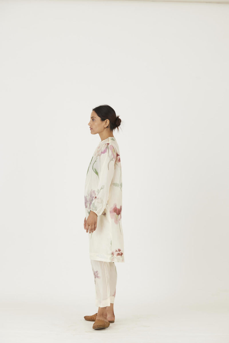 JULIET WHITE SILK KURTA SET Kurta Sets by Yam in white color for women Worldwide
