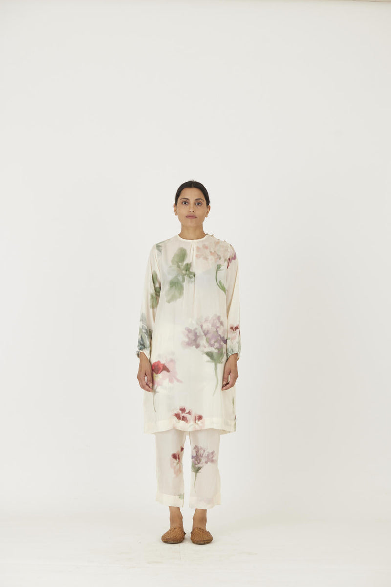 JULIET WHITE SILK KURTA SET Kurta Sets by Yam in white color for women Worldwide