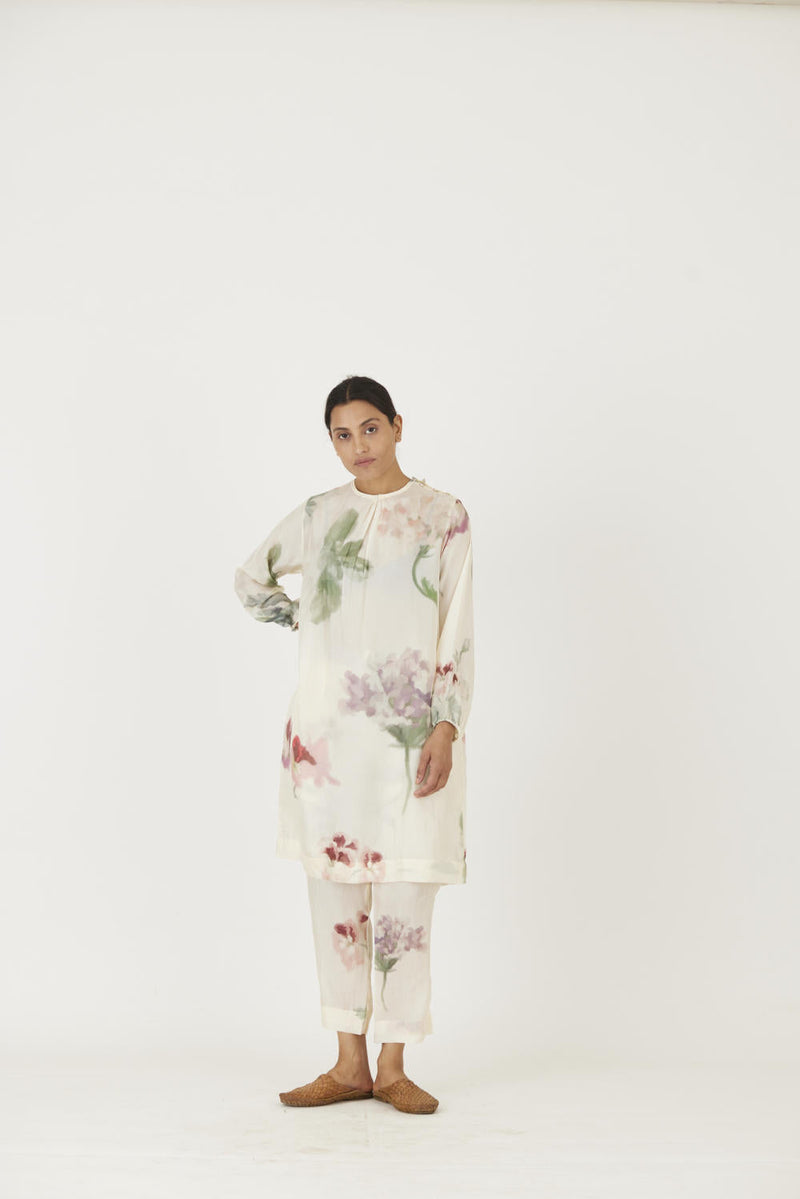 JULIET WHITE SILK KURTA SET Kurta Sets by Yam in white color for women Worldwide