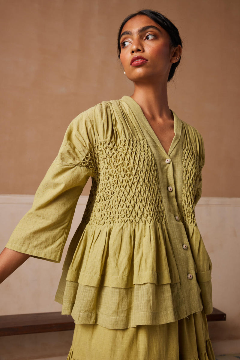Jade top-Lime green cotton by CORD for women Worldwide