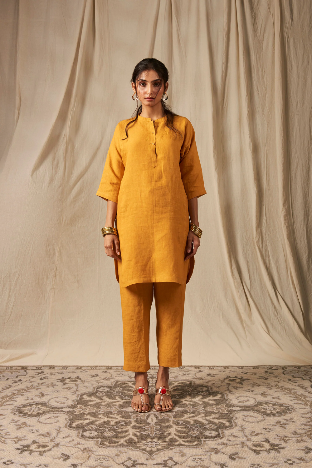 Jaisalmer Linen Panelled Kurta Set