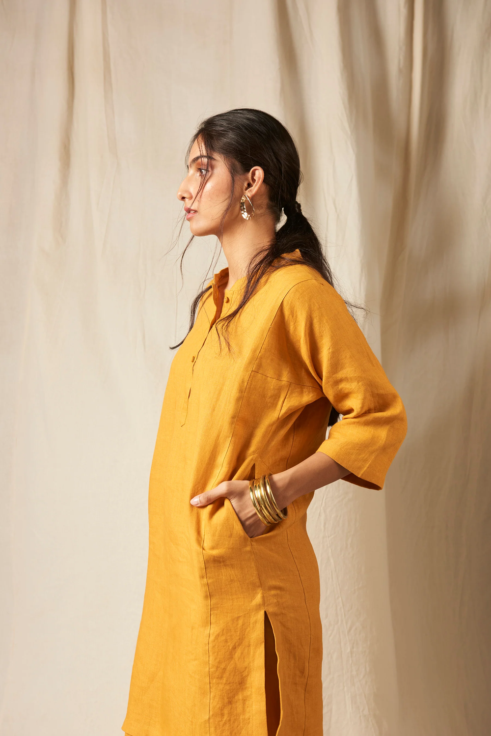 Jaisalmer Linen Panelled Kurta Set