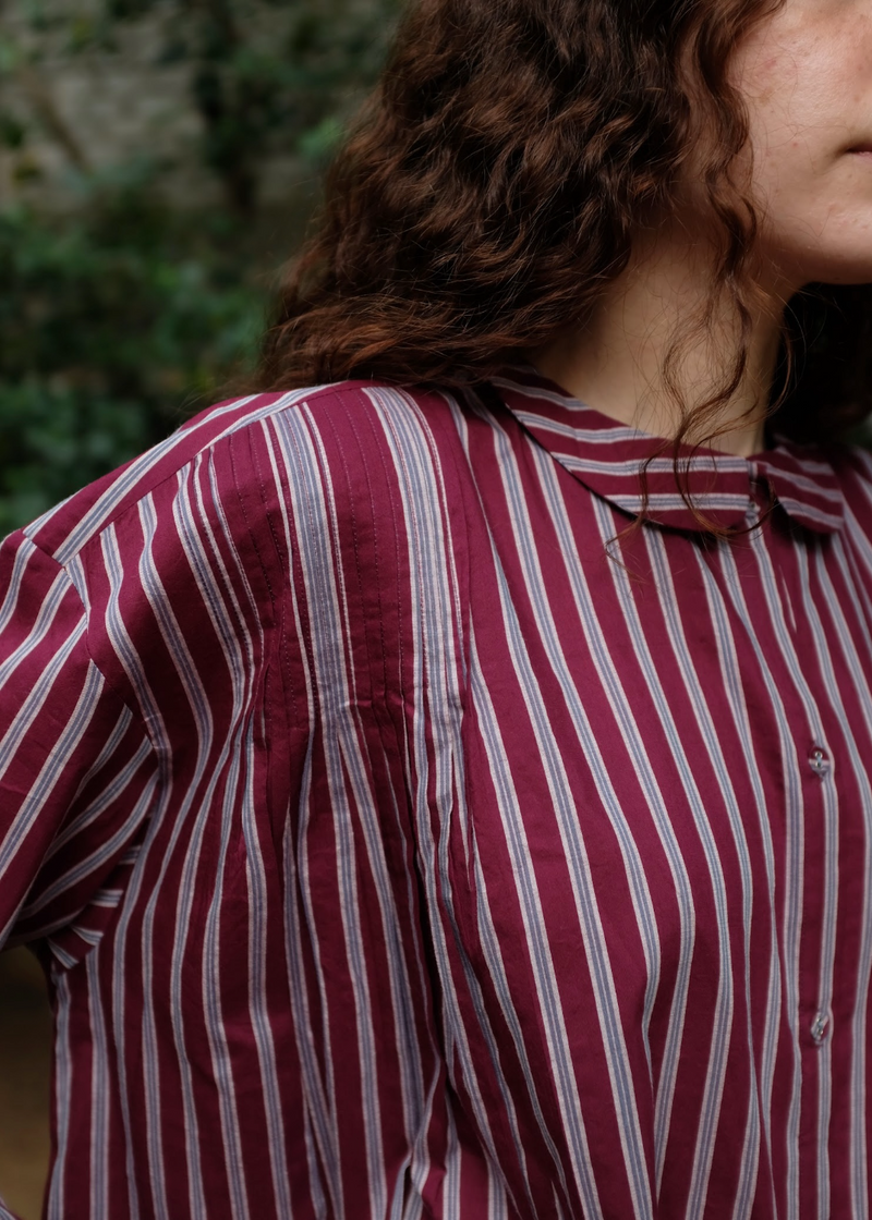 Jamie Top - Wine And White silk by MASON AND MILL for women Worldwide