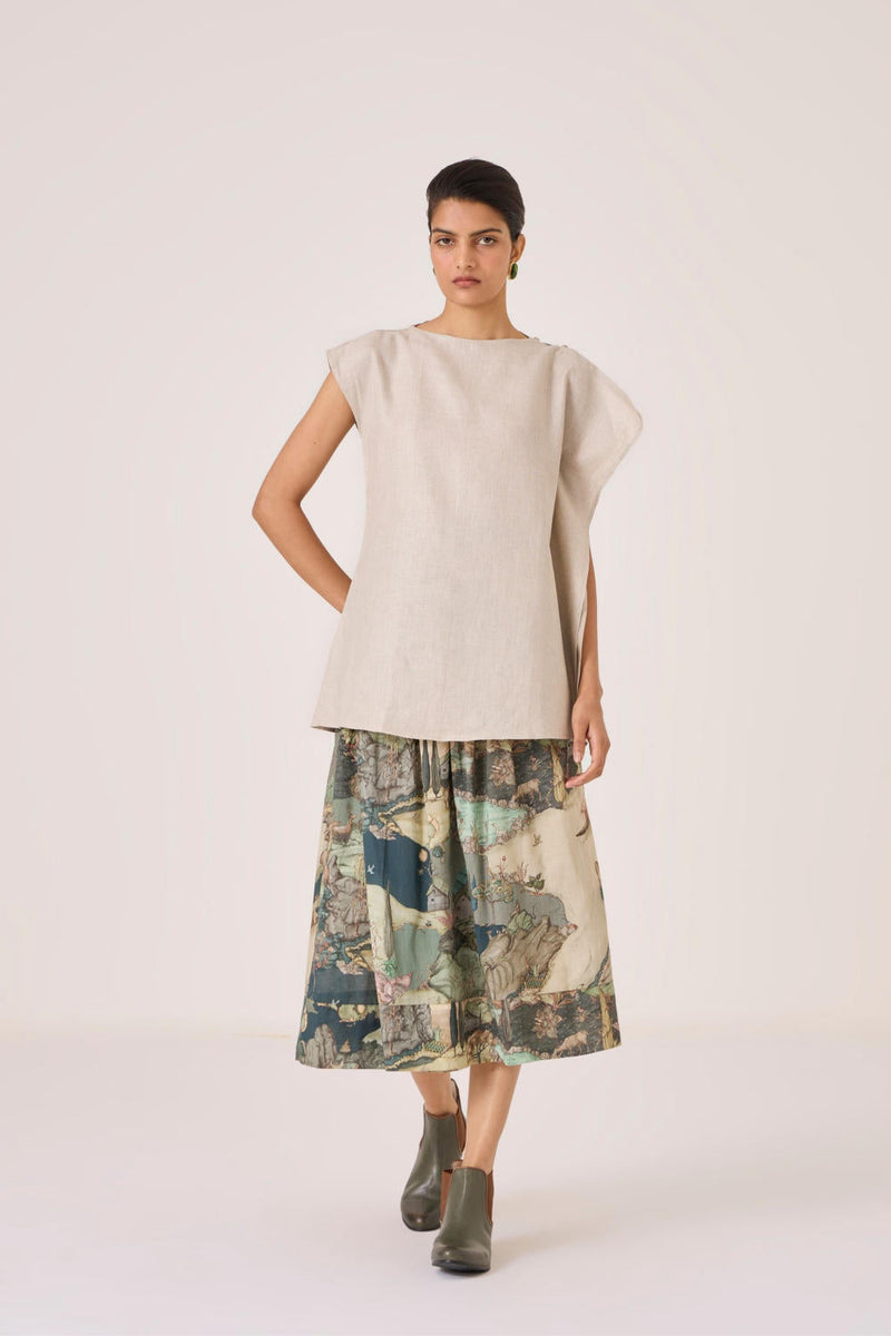 Janith Beige Linen Top by The Summer House in beige color for women Worldwide