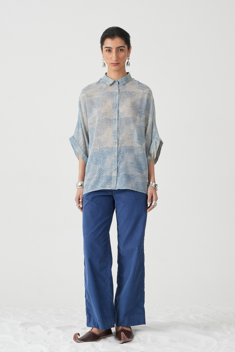 Jay Hand Printed Blue Shirt
