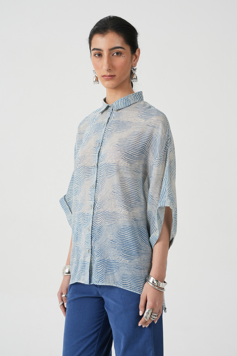 Jay Hand Printed Blue Shirt