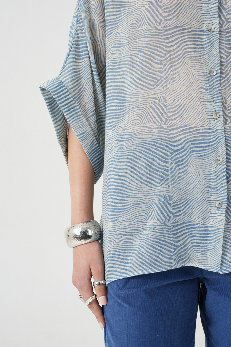 Jay Hand Printed Blue Shirt