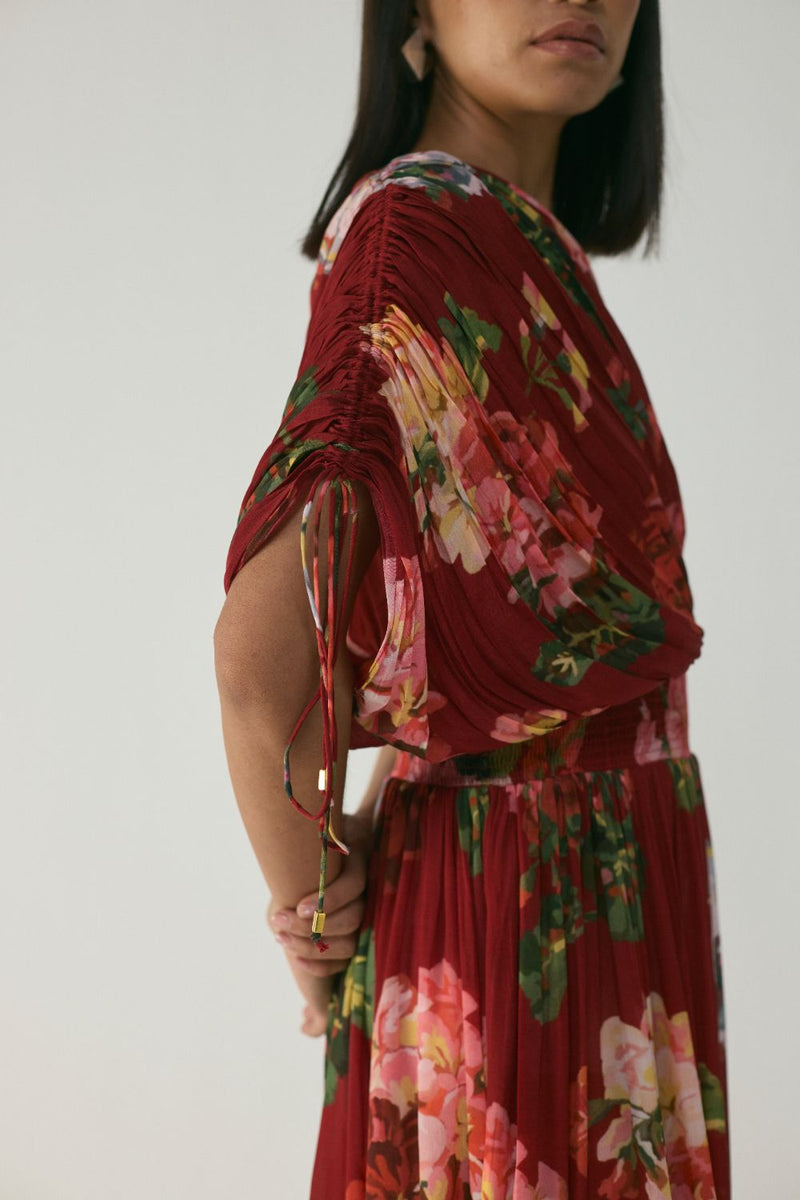 Jingle One Shoulder Dress by YAM in red color for women Worldwide