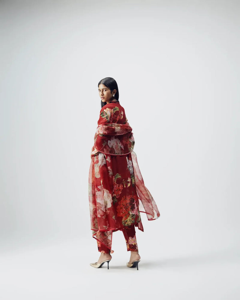 Jingle Organza Dupatta organza by YAM in red color for women Worldwide