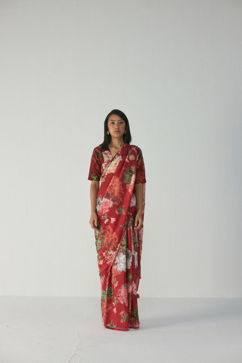 Jingle Silk Saree silk by YAM in red color for women Worldwide