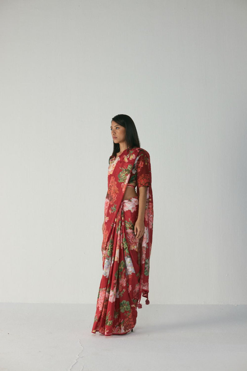 Jingle Silk Saree silk by YAM in red color for women Worldwide