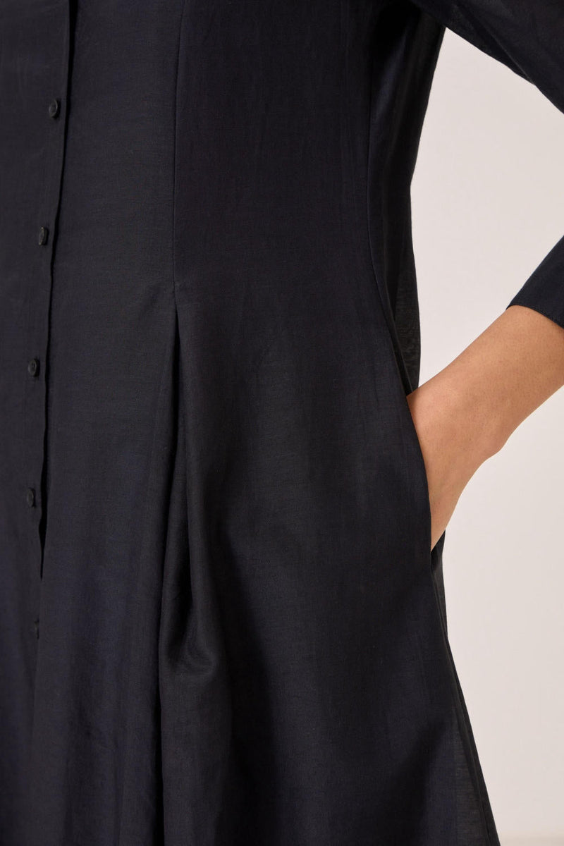 Jini Black Shirt Dress silk by The Summer House in black color for women Worldwide