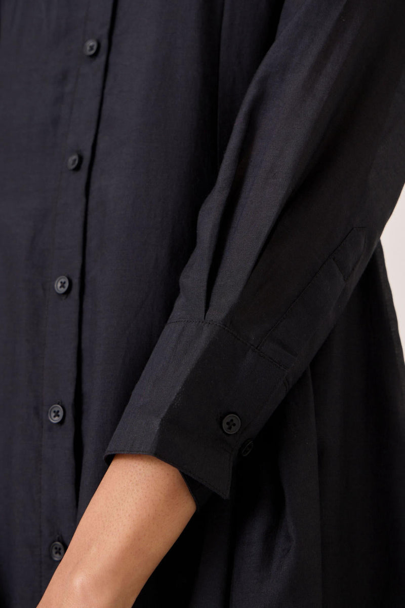 Jini Black Shirt Dress silk by The Summer House in black color for women Worldwide