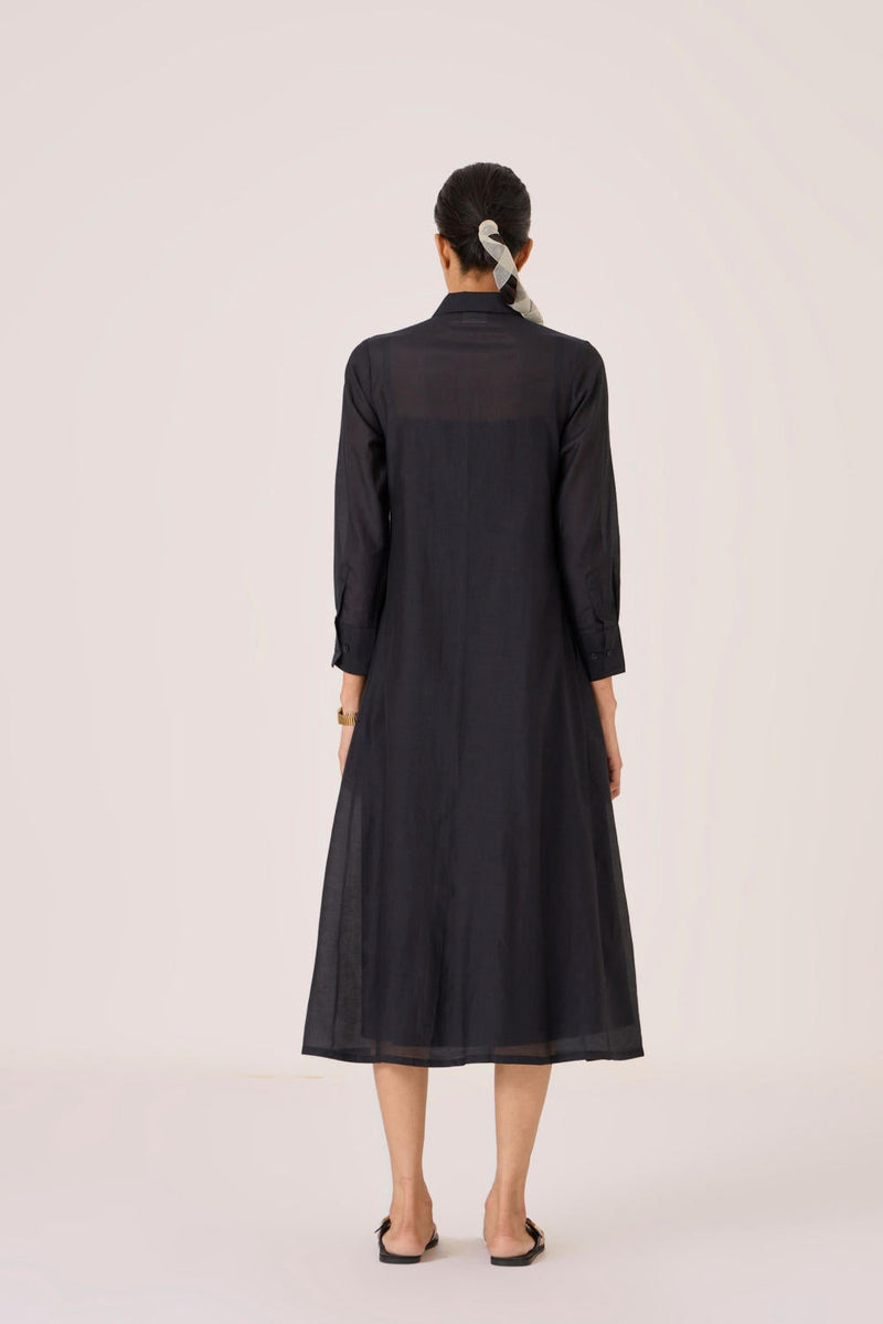 Jini Black Shirt Dress silk by The Summer House in black color for women Worldwide