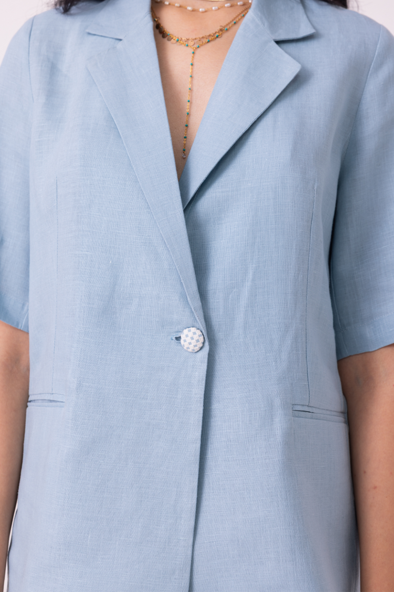 Jo Blue Linen Jacket all linen by The Summer House for women Worldwide