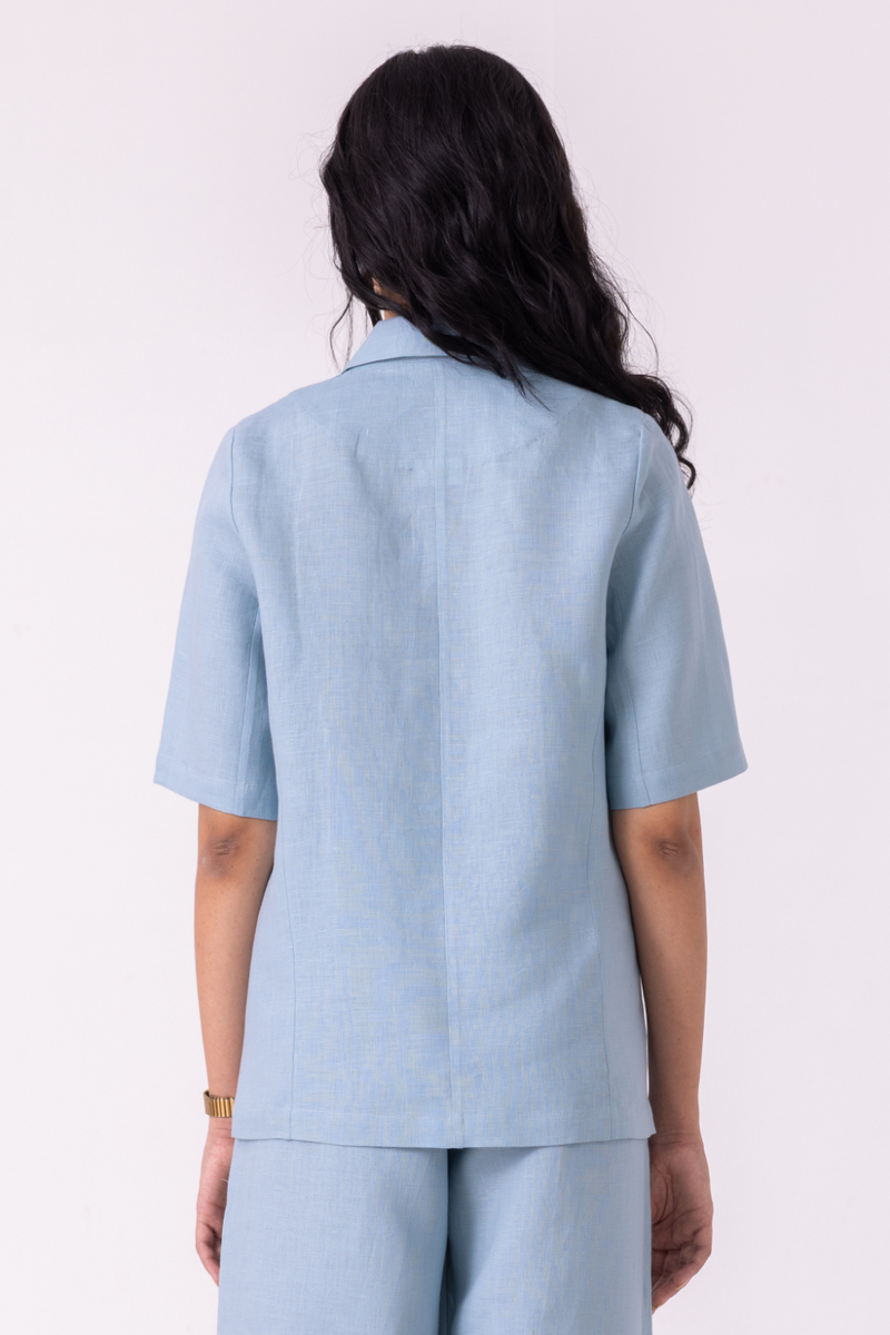 Jo Blue Linen Jacket all linen by The Summer House for women Worldwide