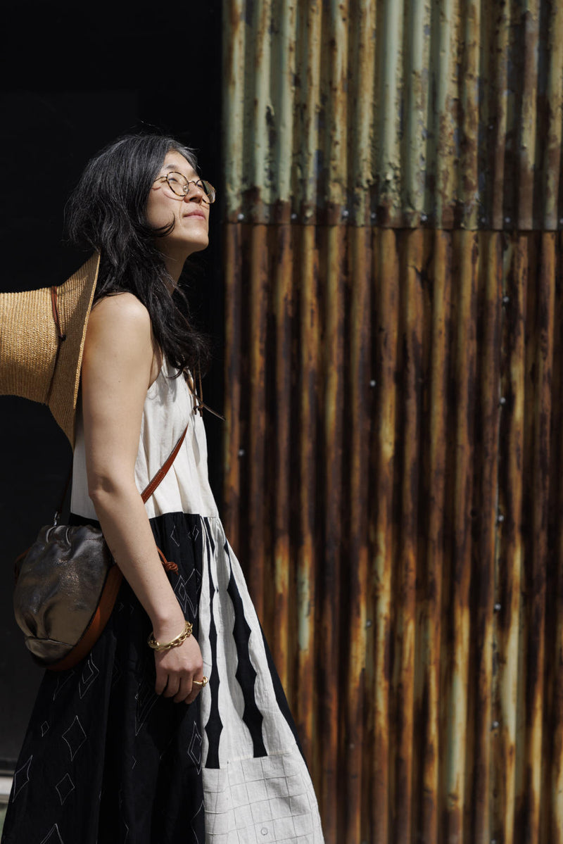 Joan Dress-Black and White 100% cotton by World of Crow in black color for women Worldwide