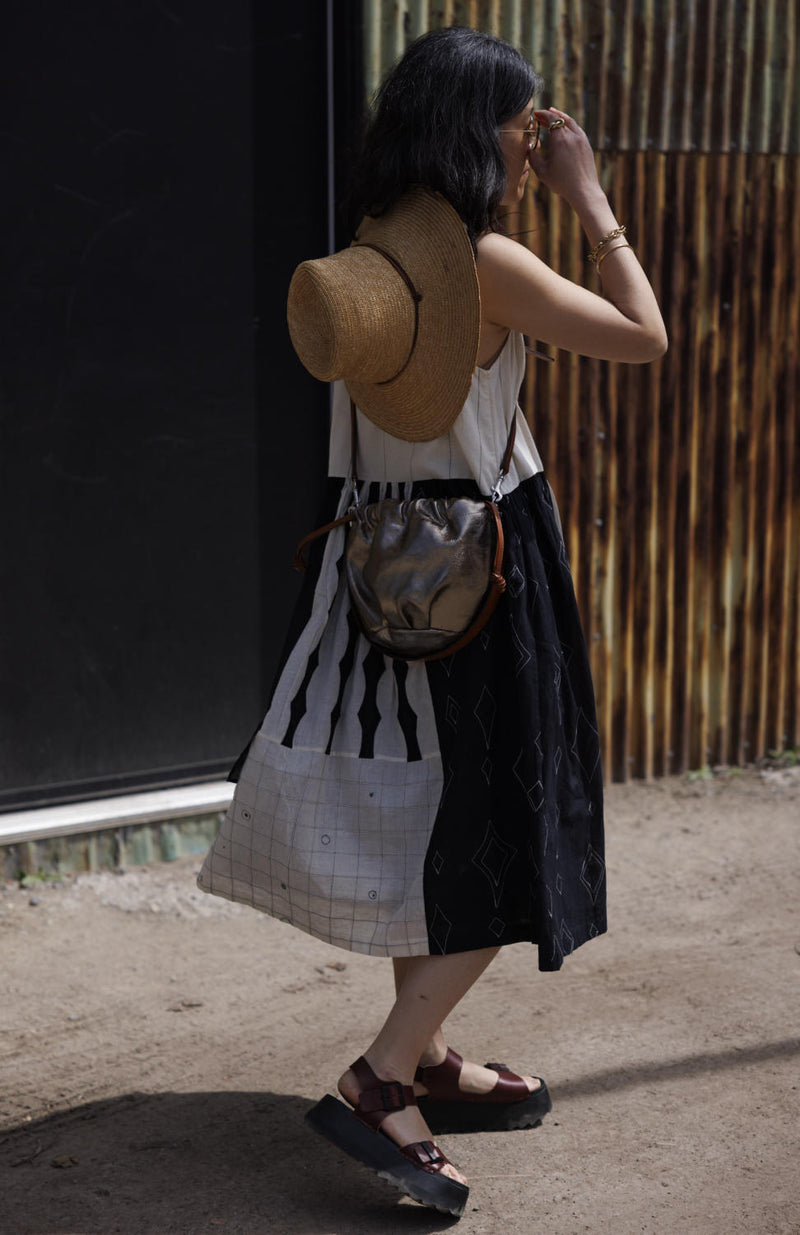 Joan Dress-Black and White 100% cotton by World of Crow in black color for women Worldwide