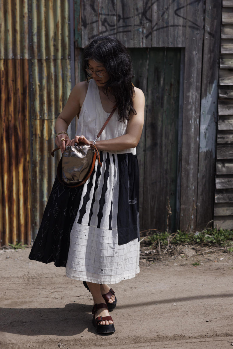Joan Dress-Black and White 100% cotton by World of Crow in black color for women Worldwide