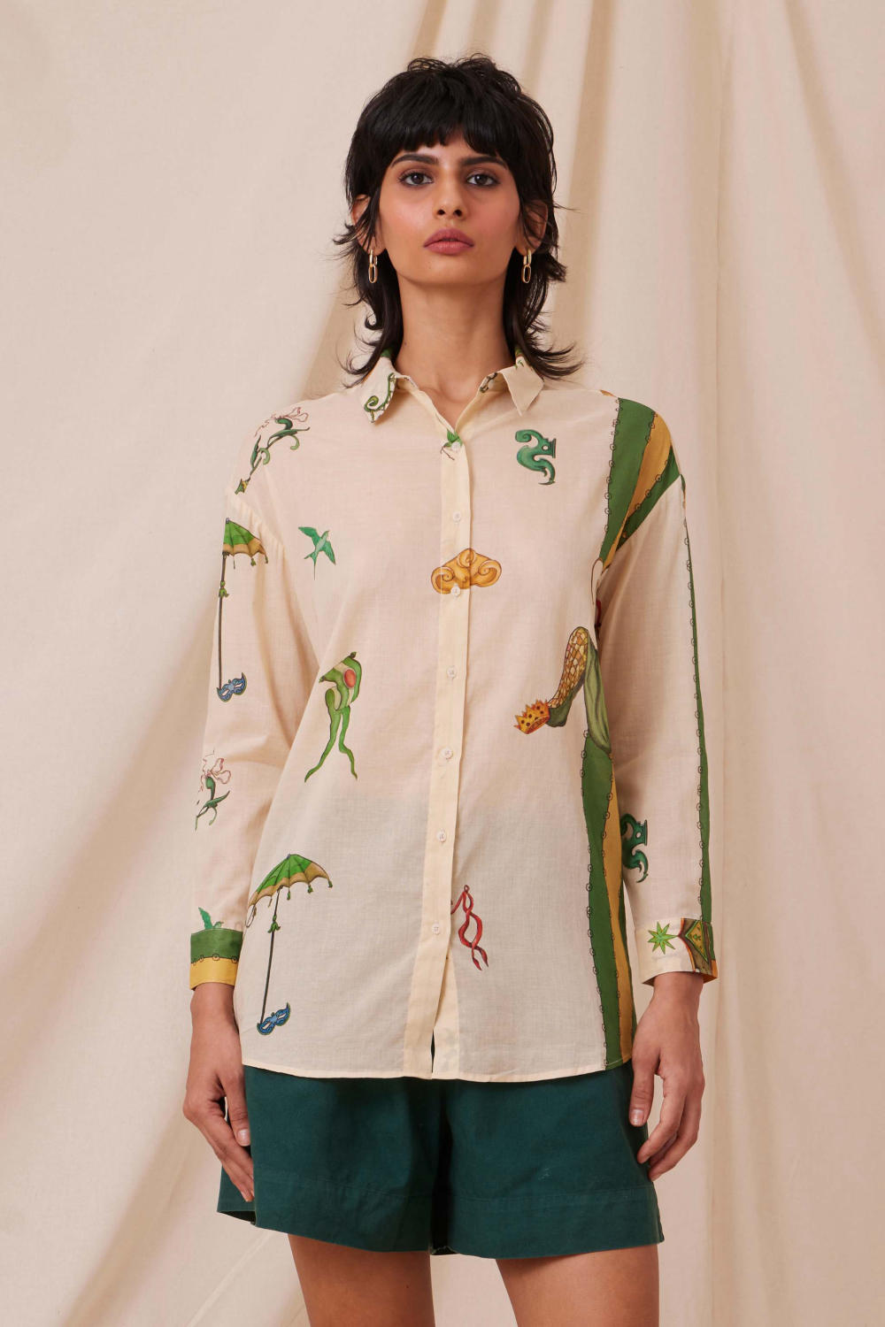 Joyce Carnival Print Cotton Shirt