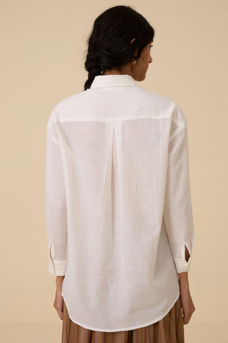 Joyce Embroidered handwoven shirt cotton by The Summer House in white color for women Worldwide