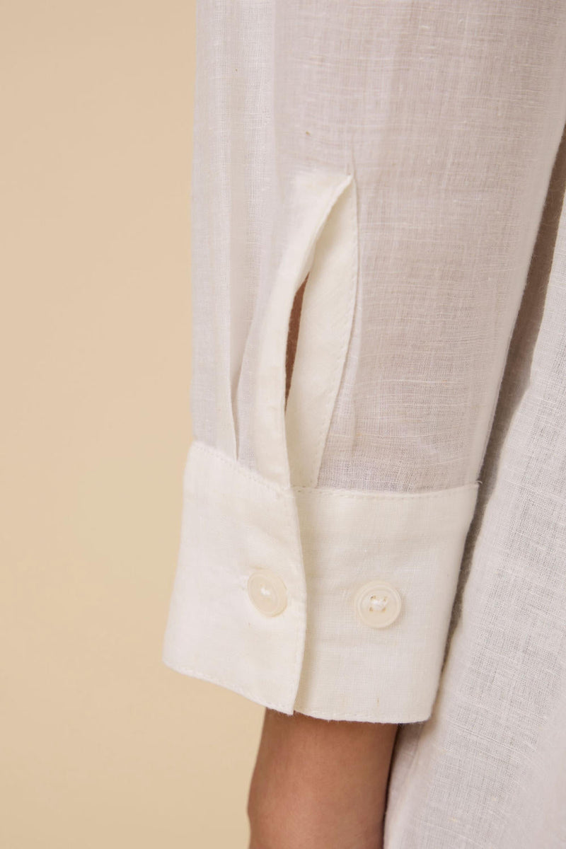 Joyce Embroidered handwoven shirt cotton by The Summer House in white color for women Worldwide
